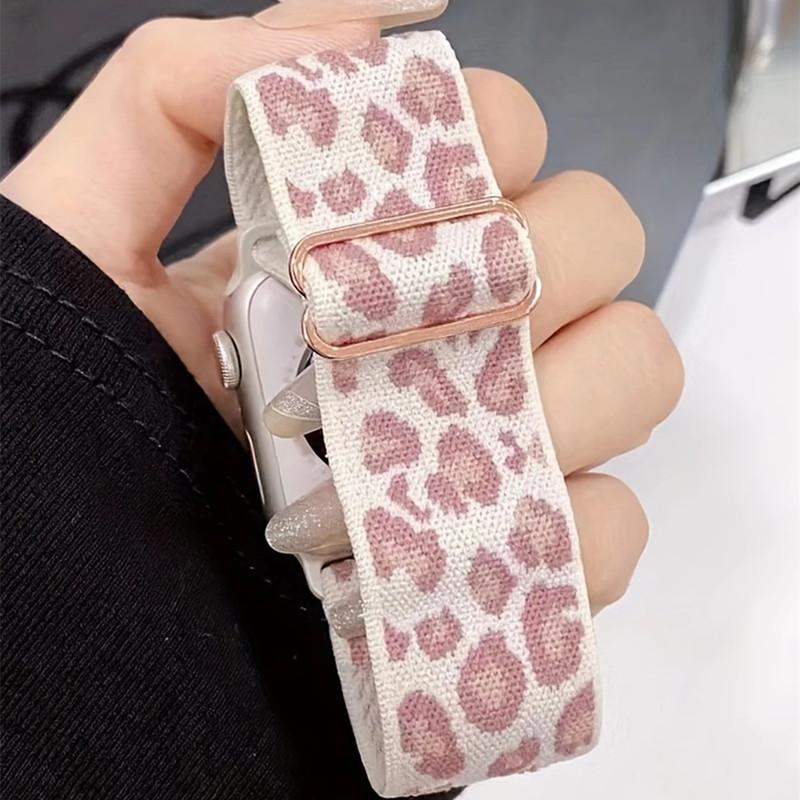 Эластичный нейлоновый ремешок для часов, совместимый с iWatch, регулируемый ремешок с леопардовым принтом для Apple Watch Series 10 9 8 7 SE3 49 мм 46 мм 45 мм 44 мм 42 мм 40 мм 41 мм