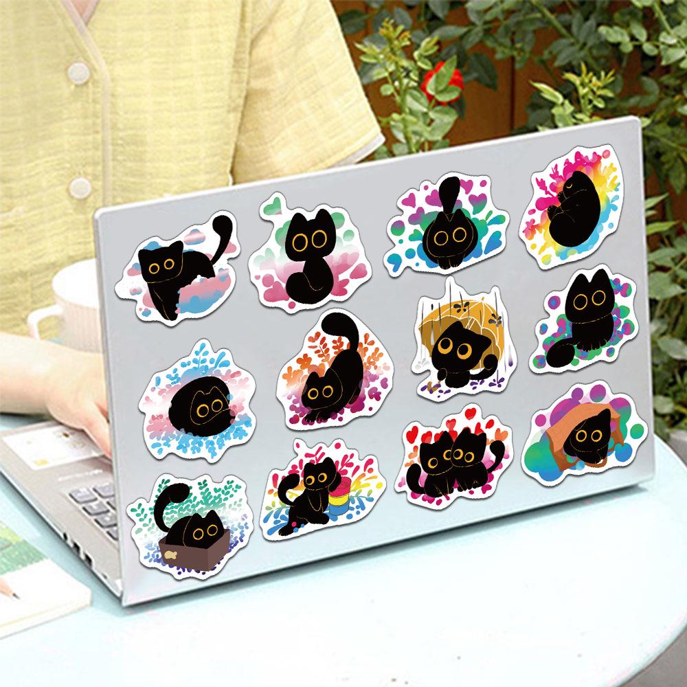 50pc Set: Pride Black Cat Cartoon Stickers for DIY Phone Case & Water Bottle Decor