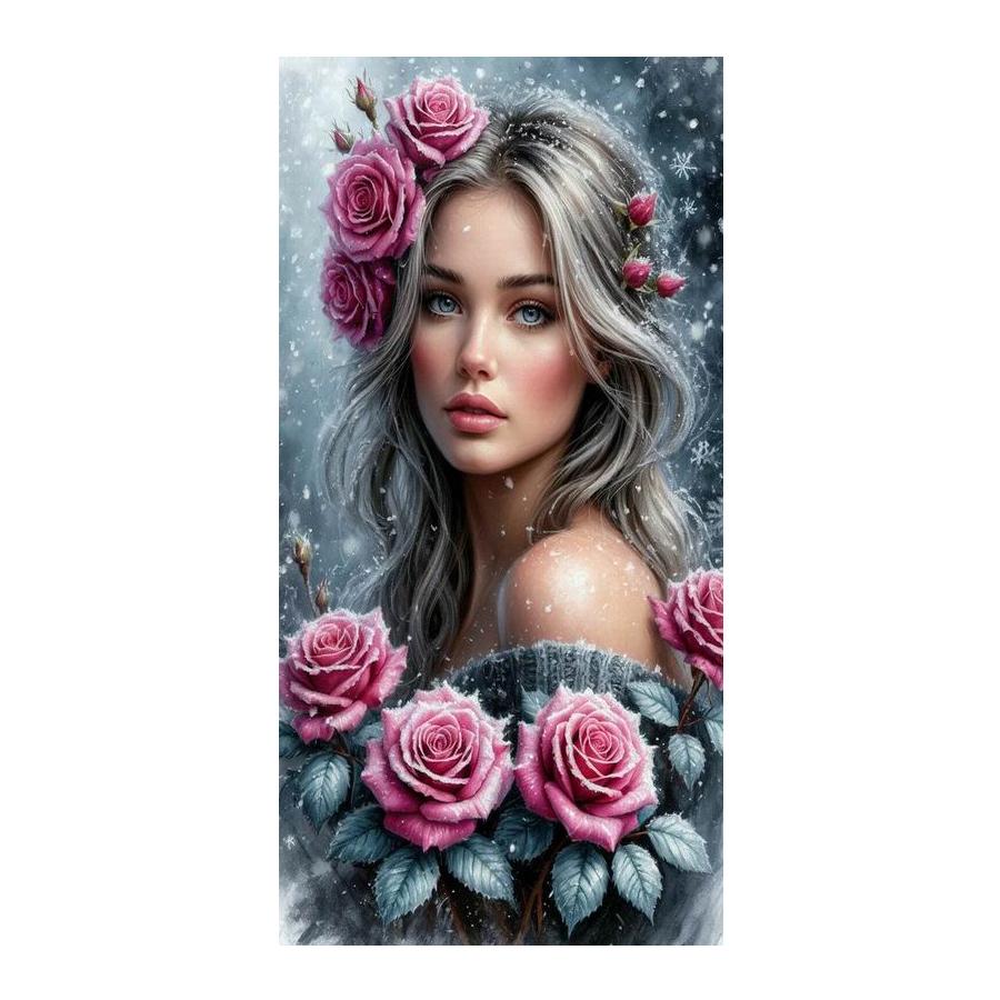 Diamond Mosaic Women and Flowers Large Size Diy Diamond Painting Full Drill Beautiful Lady Jewelry Cross Stitch Kits Wall Decor