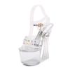 Glass Drill Waterproof Platform Non-slip Women's Shoes Thick Bottom Sexy Super High Heel Women Sandals LFD