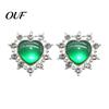 Handmade Accessory Materials 2Pcs Cat Eye Heart Faux Gems, Alloy Rhinestone Brooch Buttons, 23mm DIY Craft Supplies Flatback Gemstone Hearts for Hair