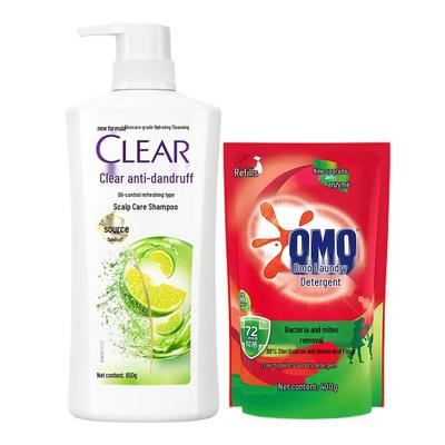 Набор: Шампунь Clear против перхоти и стиральный порошок Omo