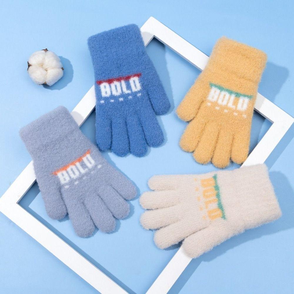 5-10 Years Thicken Velvet Full Finger Mittens Keep Warm Winter Gloves Winter Warm Mittens