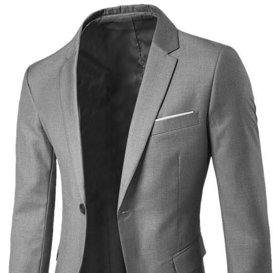 2 шт./компл. мужской приталенный костюм с лацканами, длинный рукав, одна пуговица, пальто, длинные брюки средней посадки, однотонный деловой наряд