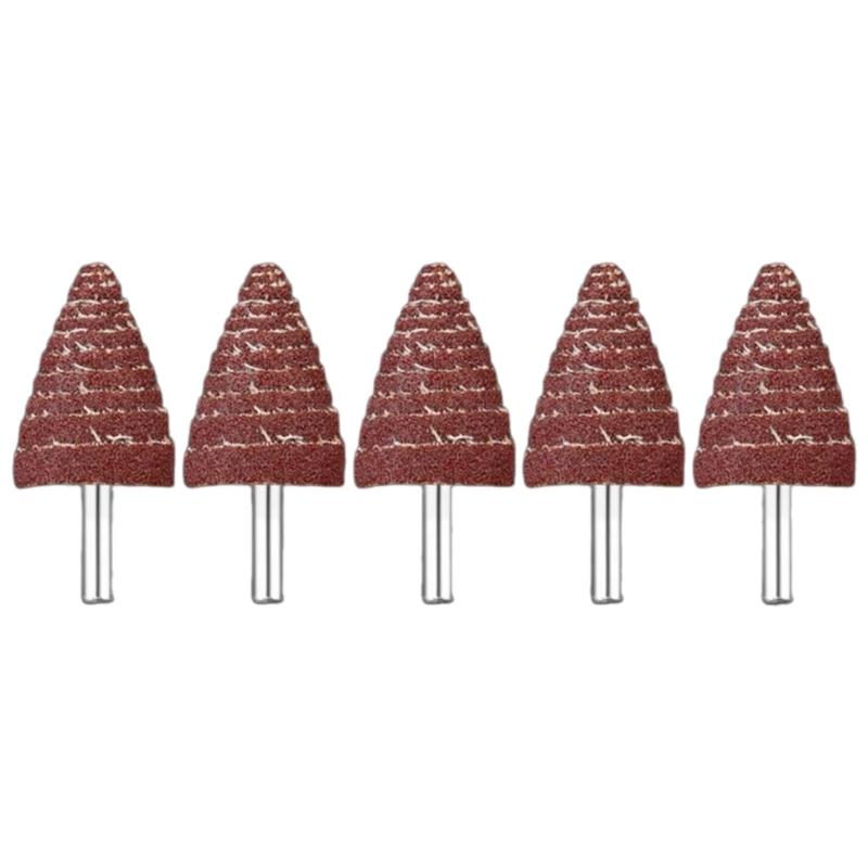 Versatile 5Pcs Cone Shape Abrasive Sandpaper Deburring Sanding Polishing Flap Wheel Grinding Head for Deep Hole Polish