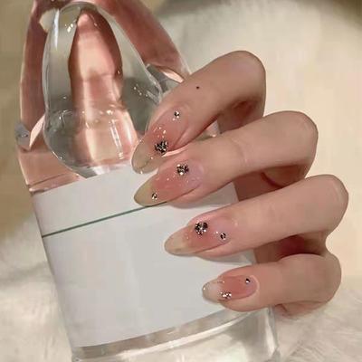 24 шт., длинная розовая звезда, маленькая ромбовидная наклейка для ногтей, балетный ноготь, носимая часть ногтя, часть ногтя, съемная часть