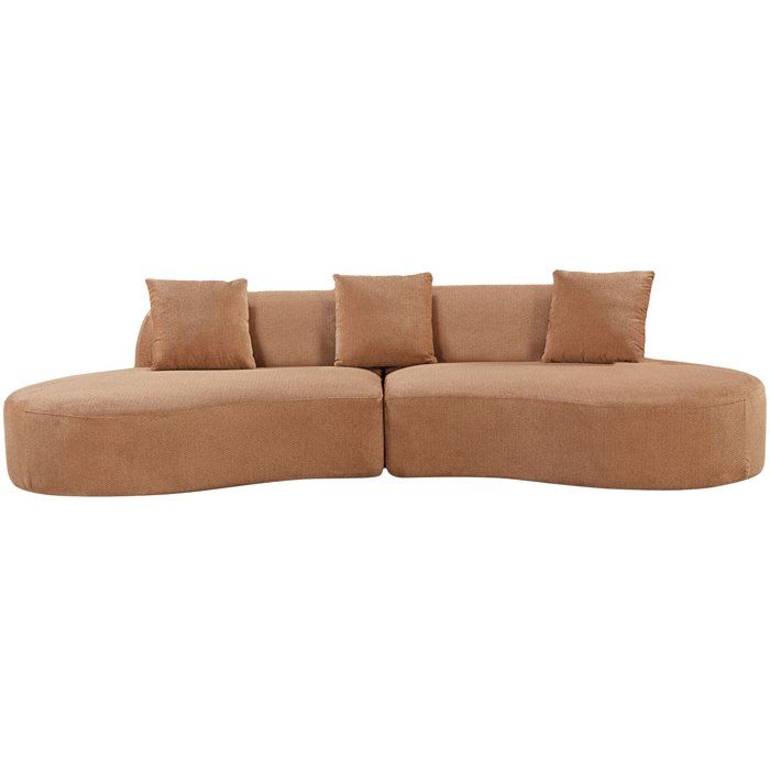 Modular compressed sofa - 4 places - HARRY - Hazelnut brown fabric - 313 x 134 x 75 cm
