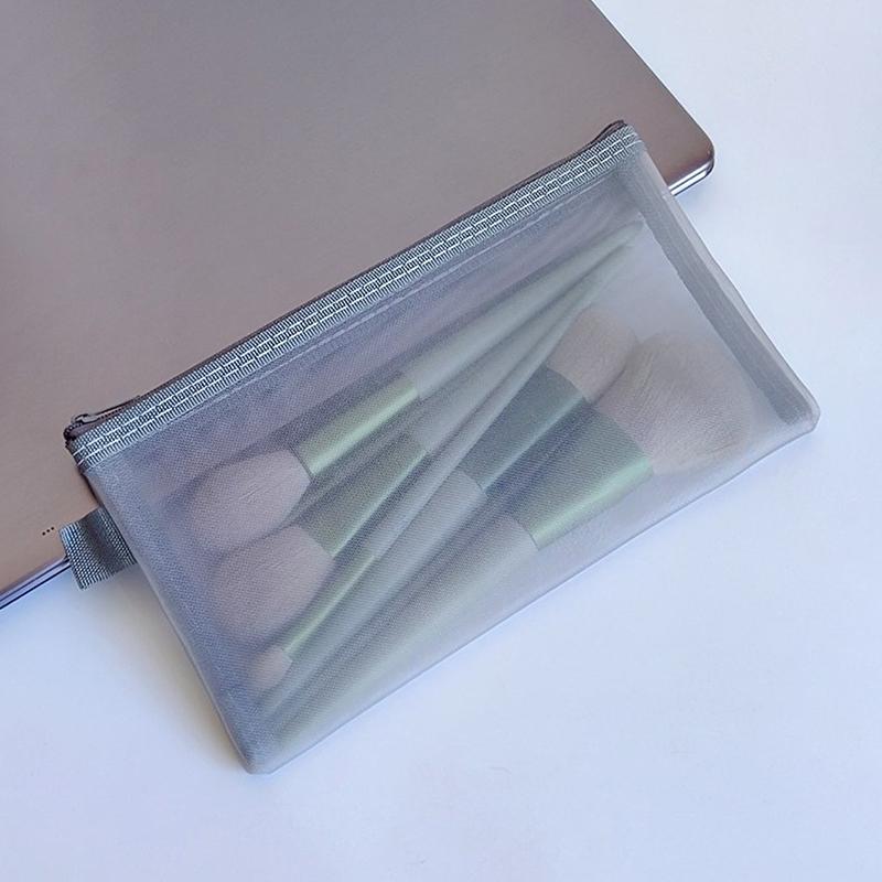 Makeup Pouch Lipstick Makeup Brush Storage Bags Student Color Mesh Pencil Case Ins Travel Cosmetic Organizer