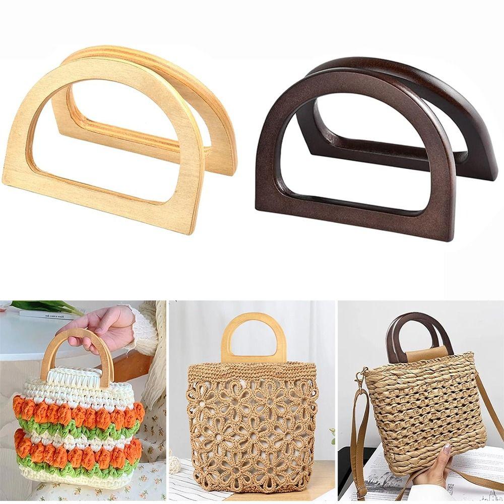 New Wooden Handbag Handles D-shaped DIY Purse Handles Replacement Purse Strap