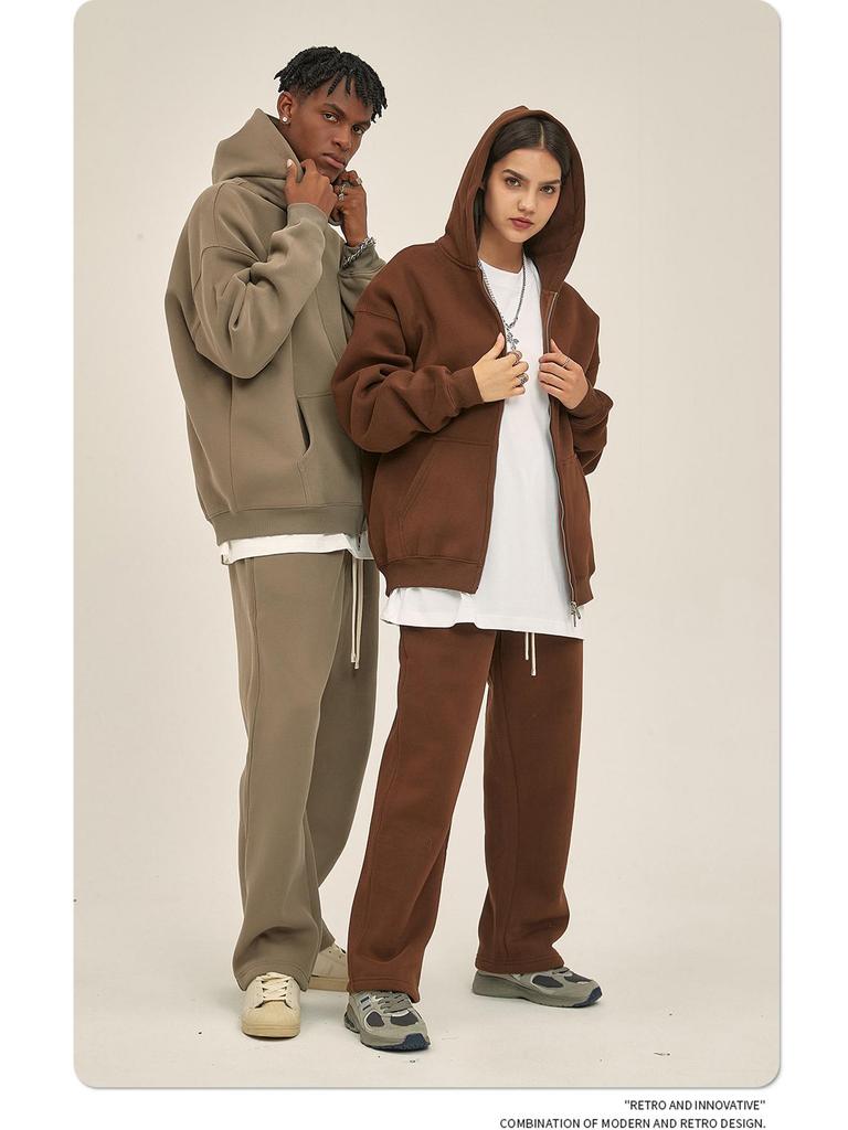 ARTIE Men's 2024 Autumn/Winter Plus Velvet Thickened 350g American Fashion Zipper Sweater & Pants Set