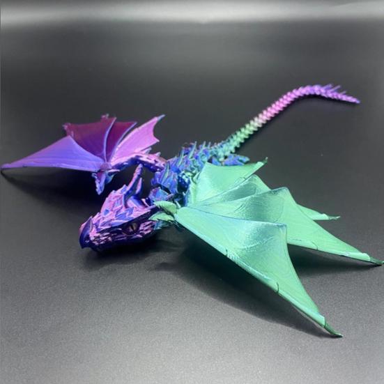 3D Printed Flying Dragon Figurine Movable Joints Winged Dragon Figure Articulated Dragon Model Fidget Toy Desktop Decoration Ornament