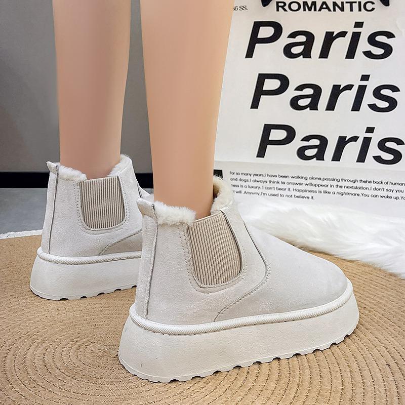 Модные новые зимние женские ботинки, высокие зимние ботинки, утолщенные плюшевые теплые простые универсальные удобные хлопковые ботинки