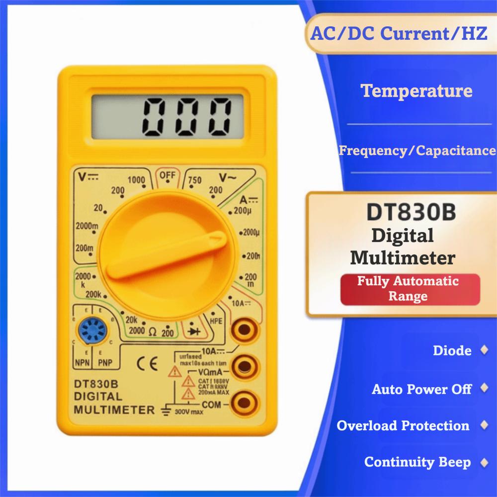 DT830B Digital Multimeter AC DC Voltage Circuit Tester Compact Multi Test Cable  Automotive Use