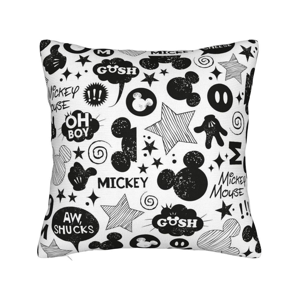 Mickey and Minnie Mouse Pillowcase Polyester Cushion Cover Gift Cute Cartoon Throw Pillow Case Cover Seater Zippered 45*45cm