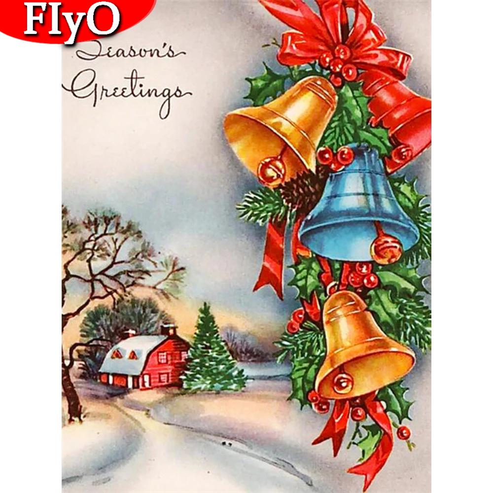 Diamond Painting Christmas Bell Diamond Embroidery Cross Stitch Winter Landscape Handicraft Home Decoration
