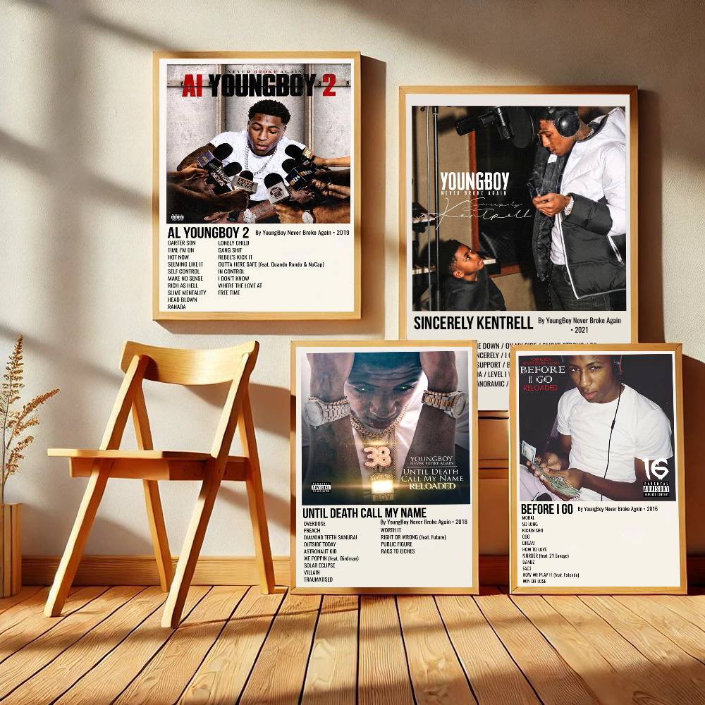 Never Broke Again AI YoungBoy 2 Музыкальный альбом Rap Обложка Белая бумага Постер Водонепроницаемая бумага Наклейка Кофейня Бар Настенная роспись
