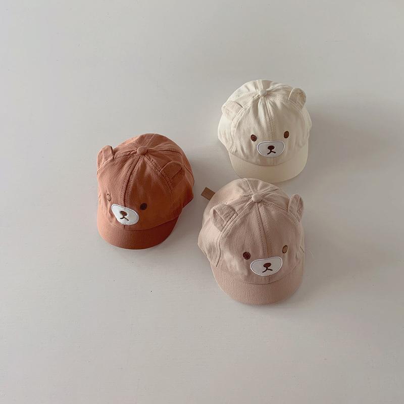 Милая бейсболка с короткими полями для малышей, мультяшные медвежьи ушки, шляпа от солнца для малышей, козырек от солнца для мальчиков и девочек, кепки с утиным язычком