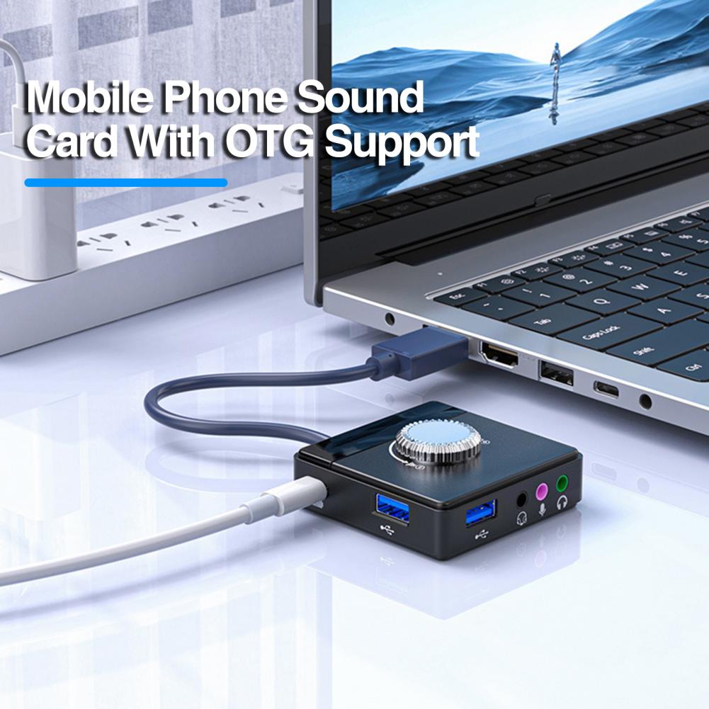 USB External Sound Card 3.5mm Jack Driver-Free Volume Adjustable Tablet Computer Microphone Phone External Stereo Audio Adapter