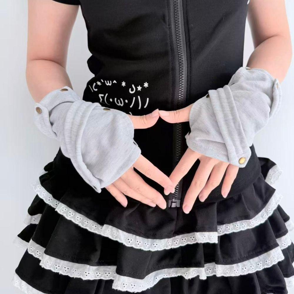 Decorative Design Fingerless Gloves Warm Hip Hop Gloves Y2K Street Dance Gloves Streetwear Fashion