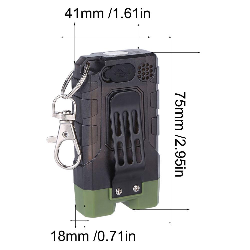 Powerful LED Flashlight Keychain USB Charging Camping Spotlight Torch 600LM Alarm Emergency Lamp for Camping Fishing Walking