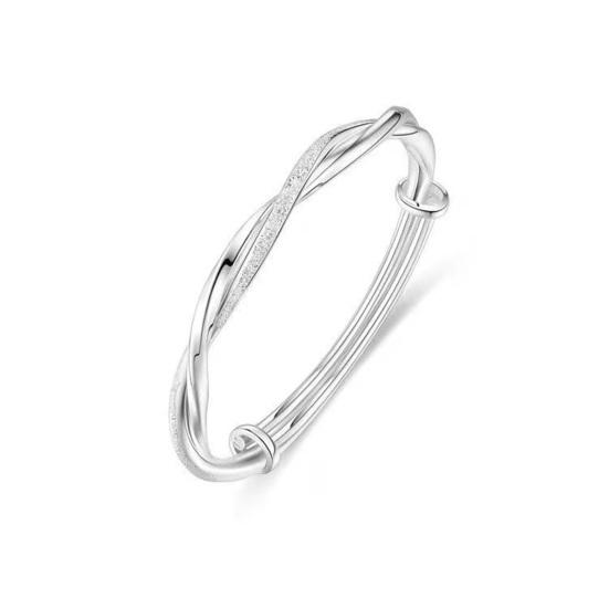 Женский браслет из витого сплава, серебряного цвета, в китайском стиле, регулируемый, гладкий, полированный, на запястье, подарок на годовщину дня рождения, легкий браслет