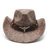 Fashion Suede Textured Western Cowboy Hat Men'S And Women'S Vintage Big Eaves Outdoor Shade Jazz Hat