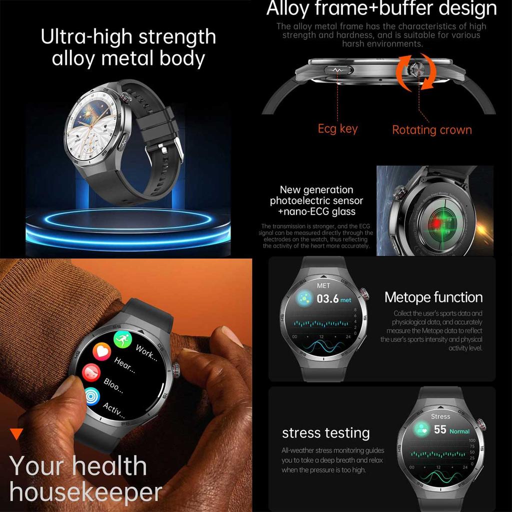 2025 НОВЫЕ Смарт-часы для микрофизического обследования здоровья ЭКГ АД Кислород крови Мочевая кислота Жир крови Температура Вызов по Bluetooth Умные часы