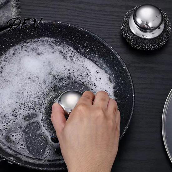Прочная губка для кухни из нержавеющей стали, с эргономичной ручкой, портативная щетка для мытья посуды, защита рук, чистящая щетка, для кастрюль и сковородок
