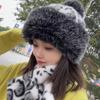 Windproof Panama Cap Thicken Warm Plush Fisherman Hat Cute Plush Scarf  Winter