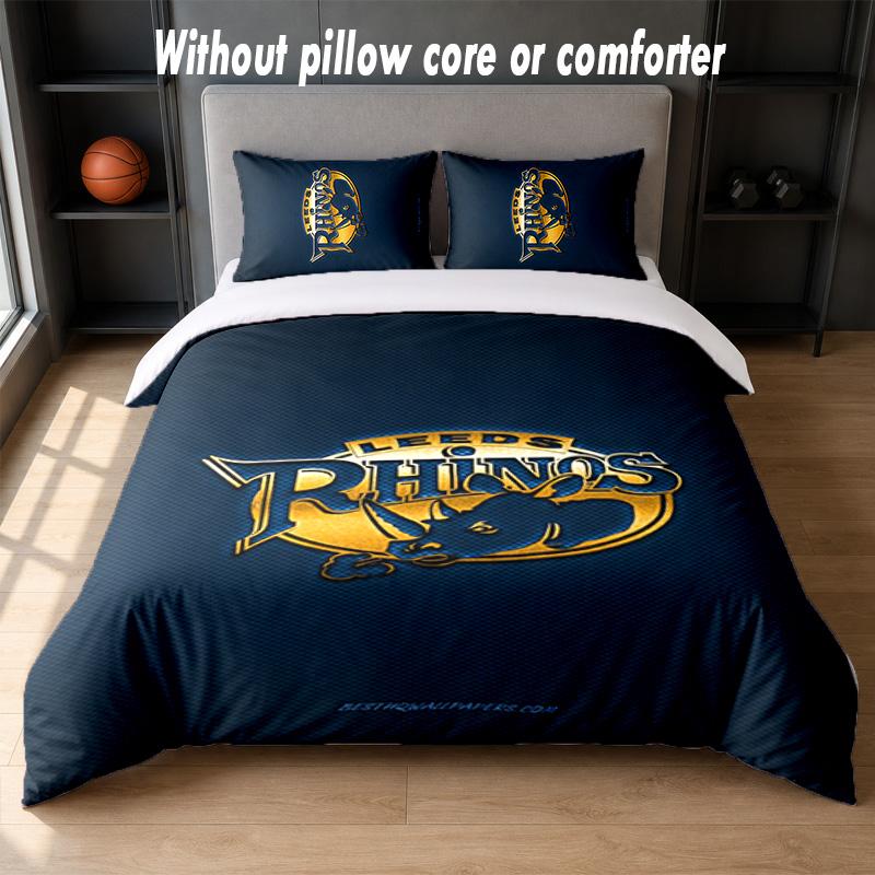 Leeds Rhinos Design Bed Bedding Set 1 Duvet Cover + 2 Pillowcases Soft Breathable Household Bed Linens