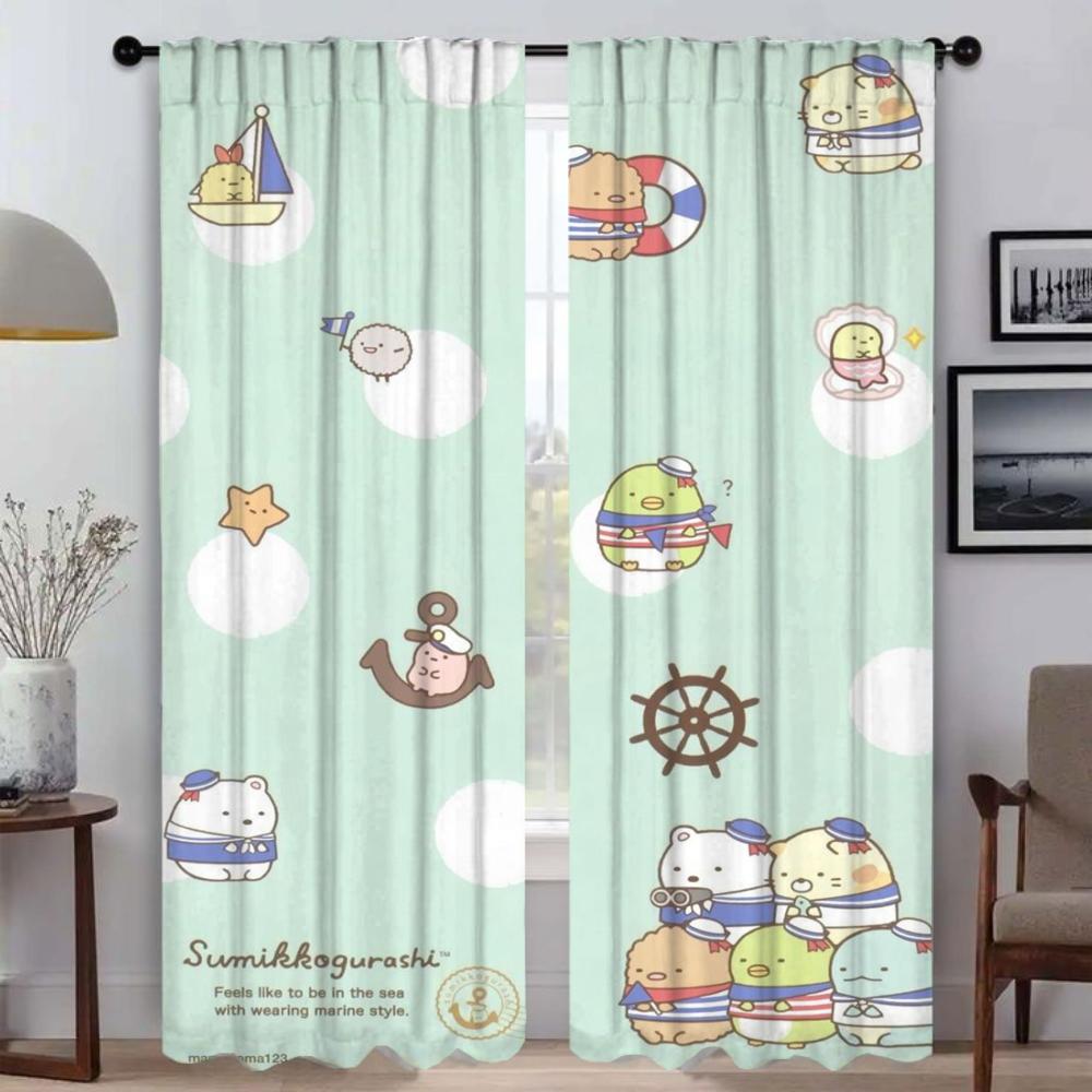 Антимоскитные шторы Sumikko Gurashi для камеры, Хэллоуинское украшение, Элегантные комнатные шторы, 2 шт., Шторы-занавески для гостиной