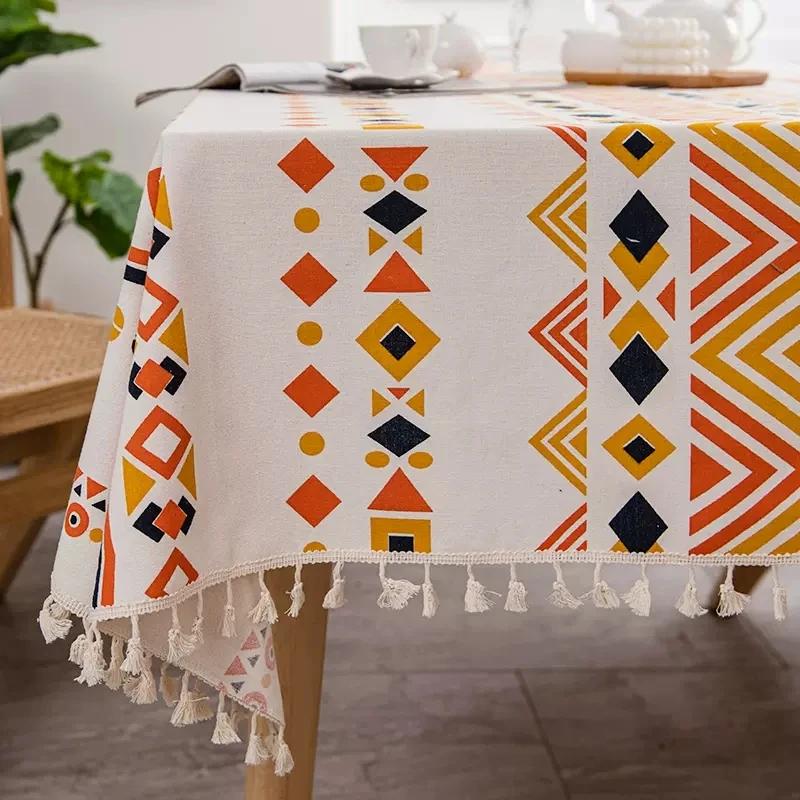 Богемная водостойкая скатерть для прямоугольного стола, хлопковое льняное покрытие для стола для кухни, обеденная столешница, декор, скатерть, накидка