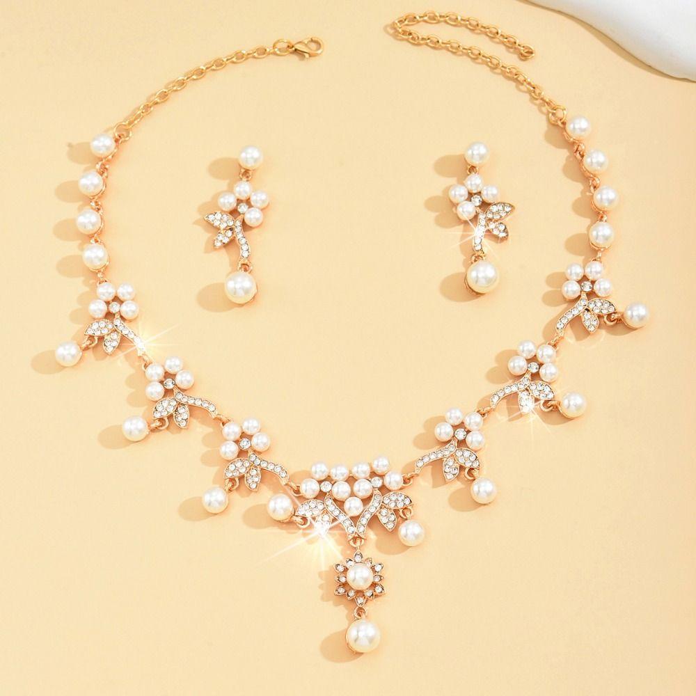 Shining Claw Chain Jewelry Set Exquisite Necklace Earrings Set Pearl Necklaces Earrings  Women
