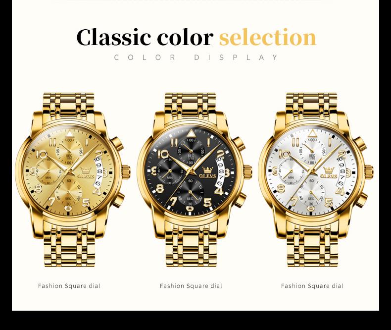 OLEVS 2879 Original Quartz Watch for Men Digital Dial Calendar Auto Date Waterproof Chronograph Men's Business Dress Wristwatch