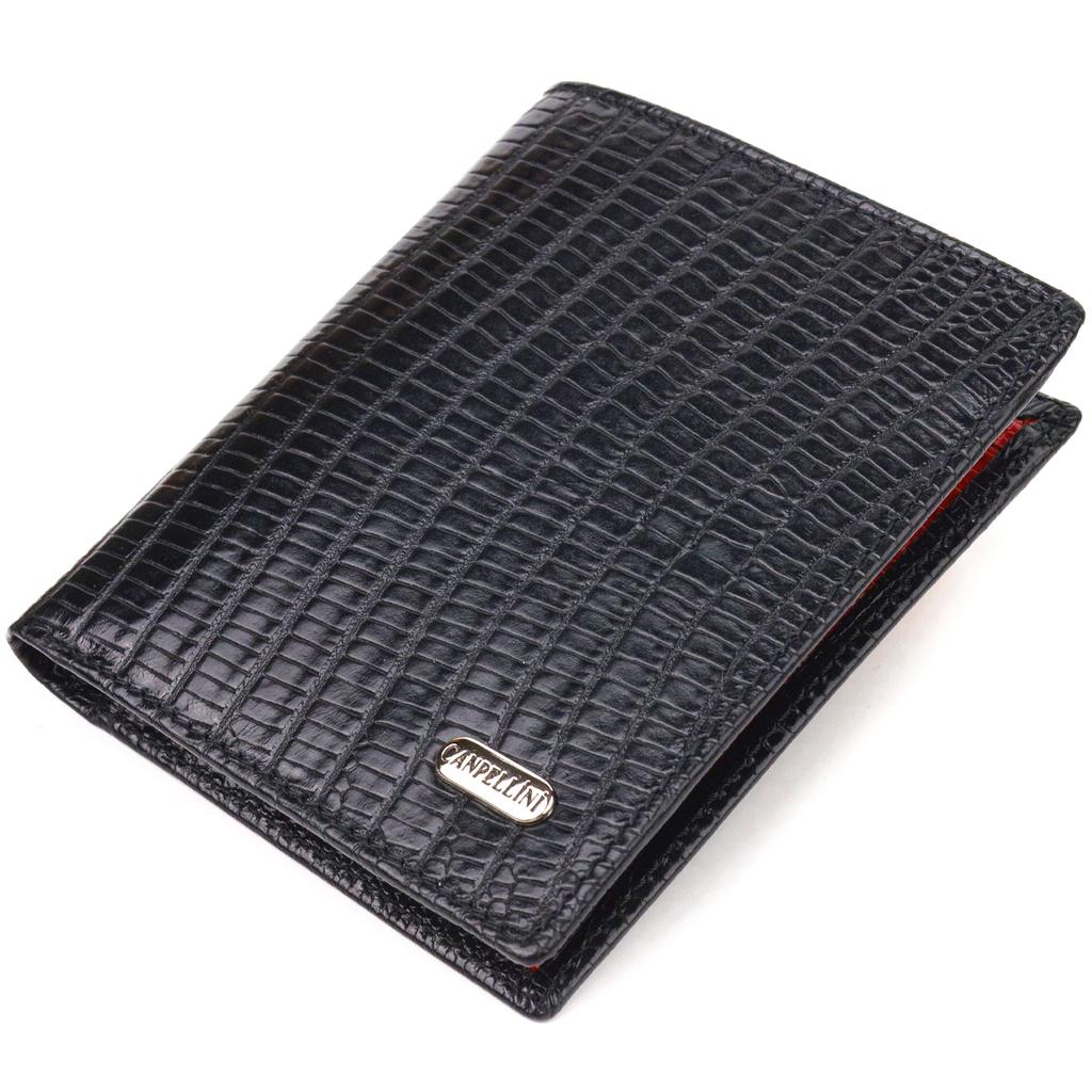 Men's Wallet Made of Genuine Textured Leather CANPELLINI Purse 21501 Black