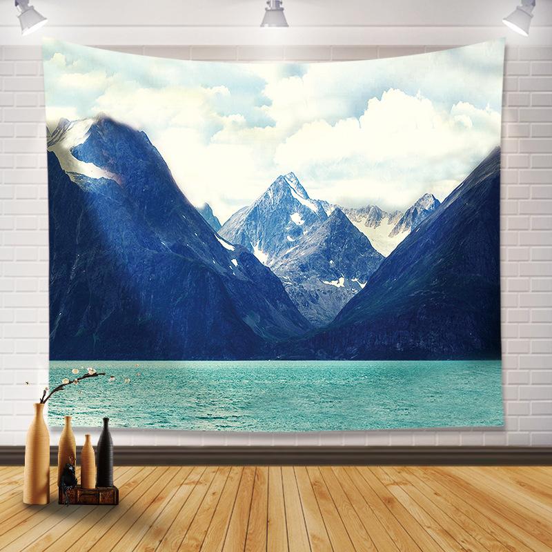 VIKAMA American Highway Snow Mountain Tapestry Outdoor Landscape Wall Hanging for Bedroom Living Room Homestay Decor