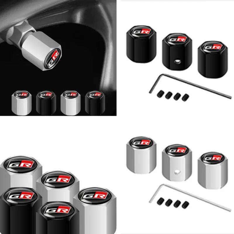 Car Wheel Tire Stem Air Valve Caps Rim Plugs For Toyota GR Sport Gazoo Racing Yaris Corolla Hilux Supra C-HR 86 Tyre Accessories VE4
