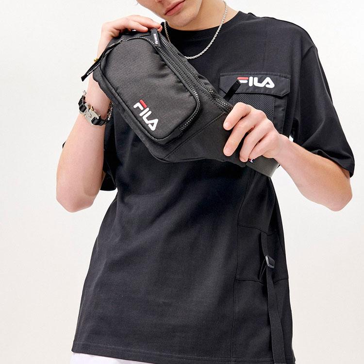 FILA Fusion Multi-Pocket Printed Round Neck Pullover Short Sleeve T-Shirt Men T-Shirts Black T11M123106FBK