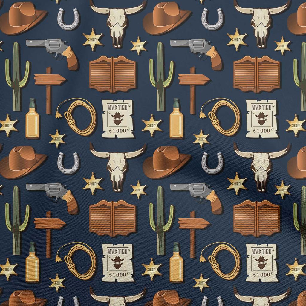 oneOone Cotton Flex Light Brown Fabric Cowboy Dress Material Fabric Print Fabric By The Yard 40 Inch