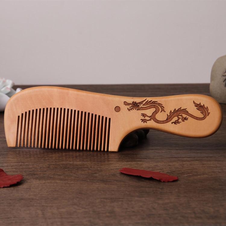 1Pcs Natural Mahogany Comb Women Men Home Travel Wood Anti-static Fine-tooth Comb Wooden Handles