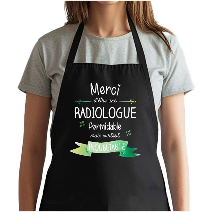 Tablier de cuisine - Merci Radiologue Inoubliable Femme - Noir - Coton robuste - Impression française