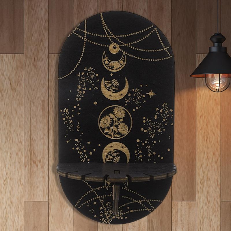 Деревянная черная хрустальная витрина Bohemian Hand Stand Witch Wooden Hanging Bracket Wall Storage Holders Decorative Poles