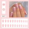 24pcs DIY Detachable Press on Nails Crystal Full Cover Ballerina Fake Nails Long French White Edge