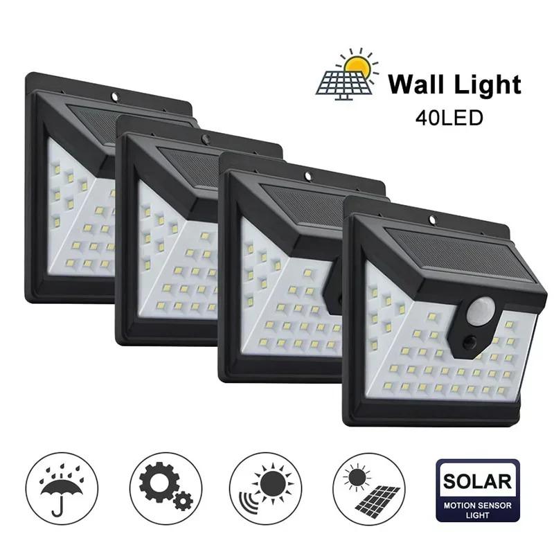 Solar Wall Light 40 LED Human Sensor Professional IP65 Waterproof Energy Saving Garden Decoration Eco-friendly Wall Light