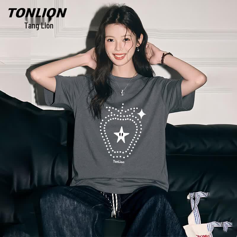 Женская хлопковая футболка TonLion с принтом клубники