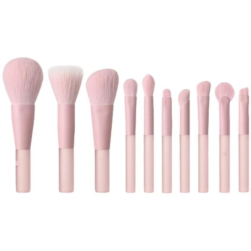 10pcs Pink Soft Makeup Brushes Set Cosmetic Foundation Blush Powder Brush Concealer Eyeshadow Kabuki Blending Makeup Brush Tools