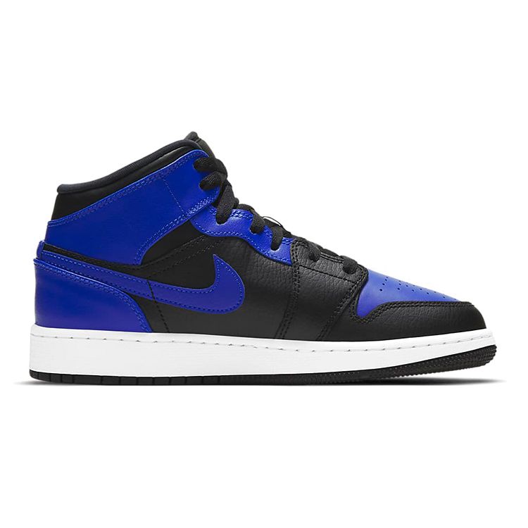 Детские кроссовки Air Jordan 1 Mid GS Hyper Royal Синий Черный Белый 554725-077