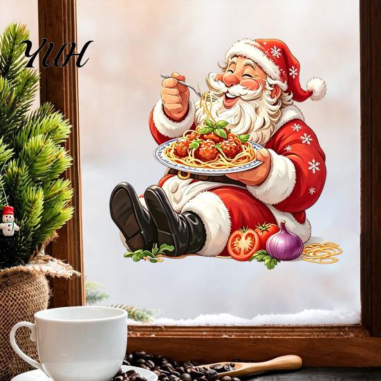 Easy to Apply Wall Murals Santa Claus Sticker, Waterproof PVC Decal, Removable Decorative Window Clings Festive Art for Glass Windows And Doors