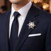 Women Brooch, Snowflakes LOVE Bouquets Compact Versatile Pin, Lapel Collar Badge with Imitation Pearl Cubic Zirconia Inlay