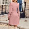 Women's Fashion Casual Solid Round Neck Pullover Loose Long Sleeve Dress